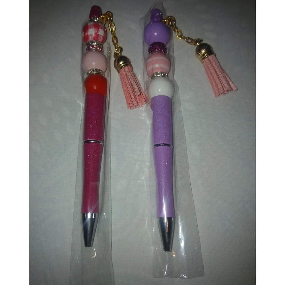 2 Handmade Valentine‎ Ink Pens, Brand New! With Hanging Tassles